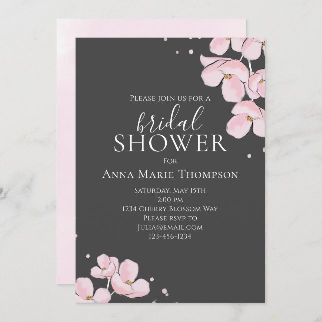 Hübsche Kirschblüten in Rosa Einladung (Vorne/Hinten)