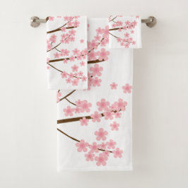 Hübsche Kirschblüten Sakura Bäume Rosa Blume Badhandtuch Set