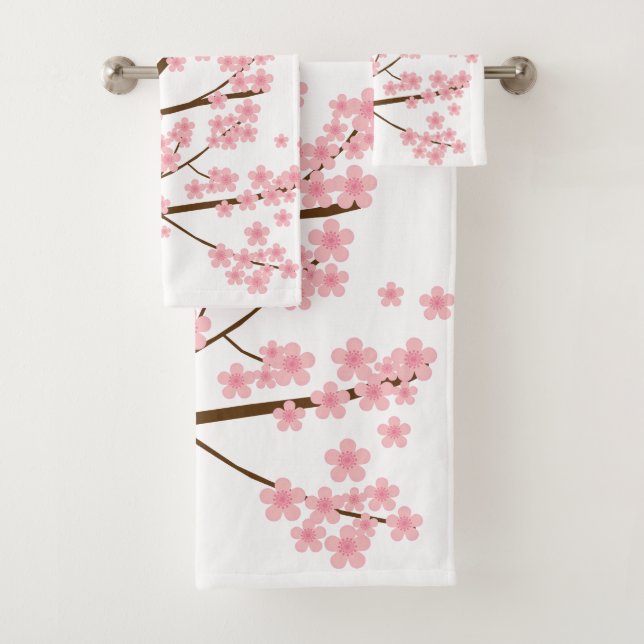 Hübsche Kirschblüten Sakura Bäume Rosa Blume Badhandtuch Set (Insitu)