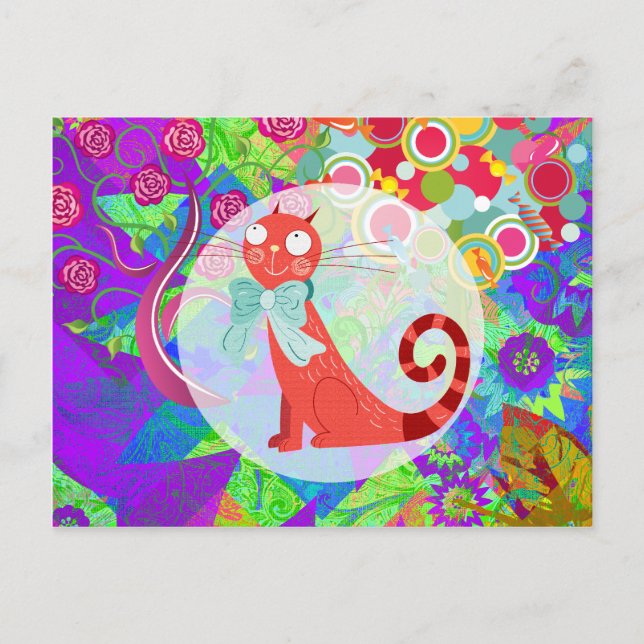 Hübsche Kitty Crazy Cat Lady Geschenke Vibranful C Postkarte (Vorderseite)