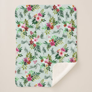 HÜBSCHE KITTY Tropical Floral Cat Sherpadecke