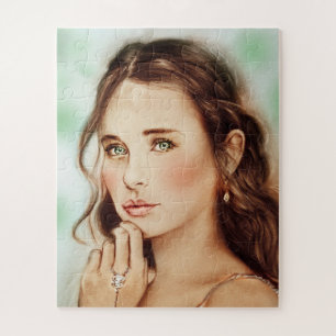 Hübsche klassische Dame, schöne Frau Vintage-Kunst Puzzle