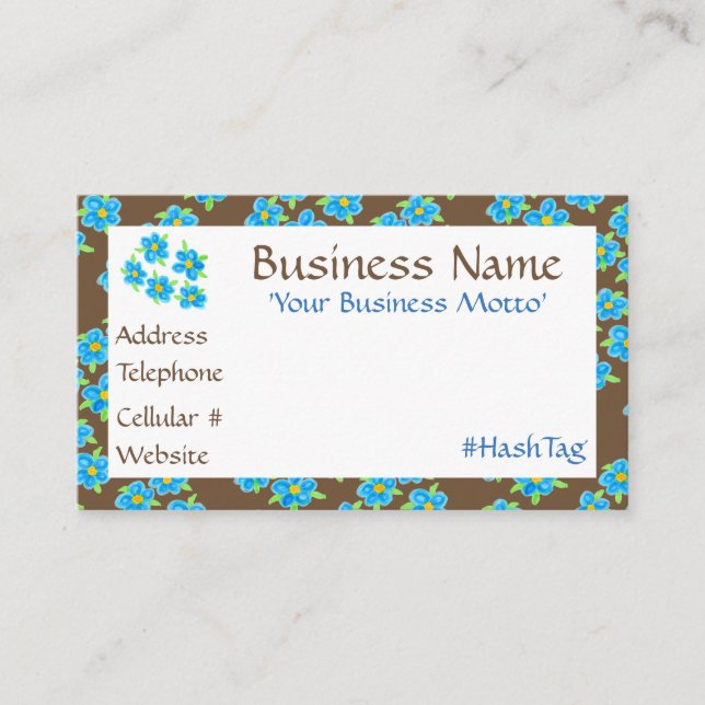 Hübsche kleine blaue Flower-Business-Karte Rabattkarte (Vorderseite)