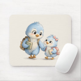 Hübsche kleine blaue Vogel-Familie-Schreibtisch-Ma Mousepad
