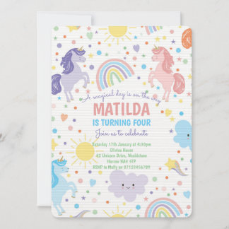 Hübsche Kleine Einhörner-Party Einladungen