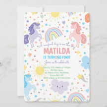 Hübsche Kleine Einhörner-Party Einladungen