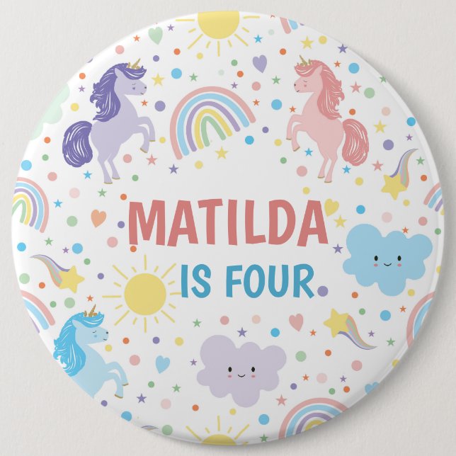 Hübsche Kleine Einhörner Runde Button Abzeichen (Vorderseite)