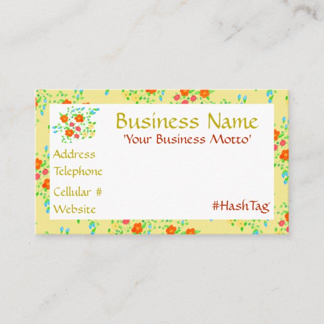 Hübsche kleine gelbe, flache Visitenkarte Rabattkarte (Vorderseite)