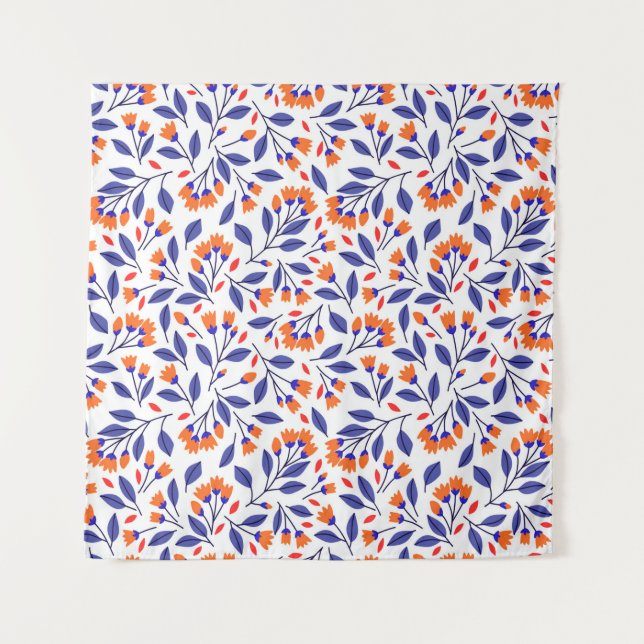 Hübsche kleine orangefarbene Blume nahtlos Wandteppich (Vorderseite)