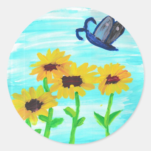 Hübsche kleine Sonnenblumen Runder Aufkleber (Vorderseite)