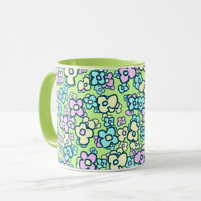 Hübsche Kleine Volkskunst Blume Charming fröhlich Tasse (Vorderseite Links)