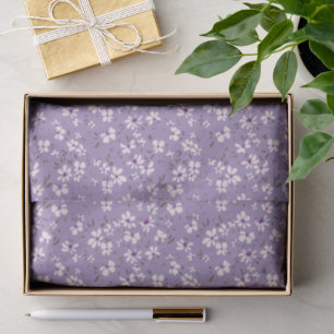 hübsche kleine weiße violette Blume mit blauem Hin Seidenpapier