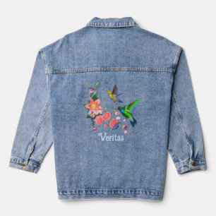 Hübsche Kolibris und Blumen Jeansjacke