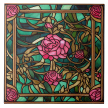 Hübsche komplizierte Bleiglas-Style-Blumenrose