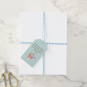 Hübsche Korallenrote und Blaue Blumen Hochzeitsanh Geschenkanhänger