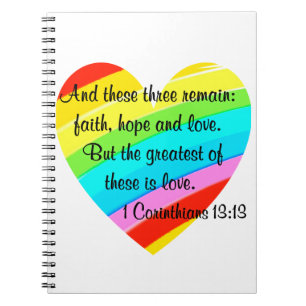 HÜBSCHE KORINTHIANER 13:13 RAINBOW HERZ DESIGN NOTIZBLOCK