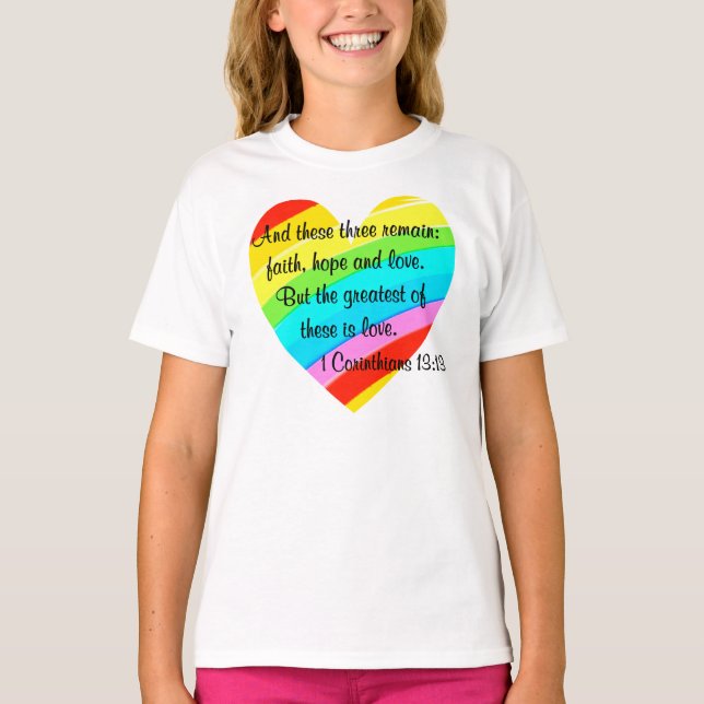 HÜBSCHE KORINTHIANER 13:13 RAINBOW HERZ DESIGN T-Shirt (Vorderseite)