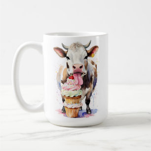Hübsche Kuh leckt Kuchen für Kuhliebhaber Kaffeetasse