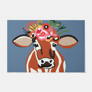 Hübsche Kuh und Blume Fußmatte