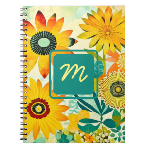 Hübsche Kunst-Blume Mit Monogramm Notizblock