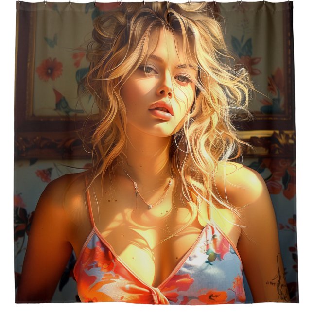 Hübsche Lady Duschvorhang (Vorderseite)
