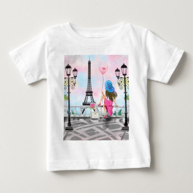 Hübsche Lady mit rosa Herzballon - I Liebe Pars Baby T-shirt (Vorderseite)