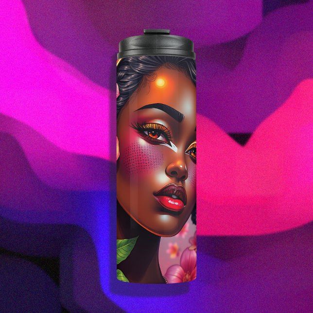 Hübsche Lady of Color Pink Blume - Musikalische Hi Thermosbecher (Von Creator hochgeladen)