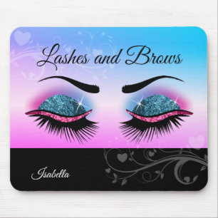 Hübsche Lashes - Rosa und Blau - Glitzer Mousepad