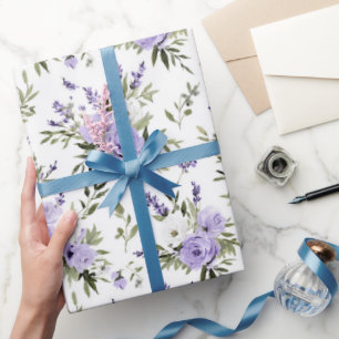 Hübsche Lavendel Blumen Brautparty Geschenkpapier