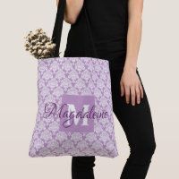 Hübsche Lavendel Damask Feminine Monogramm und Nam