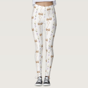 Hübsche Lavendel Weiße Blumen Schleifen Leggings