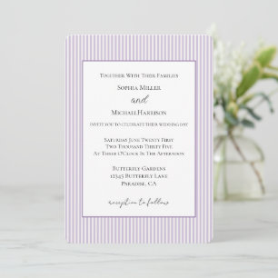 Hübsche Lavendel Weiße Streifen Hochzeit Einladung