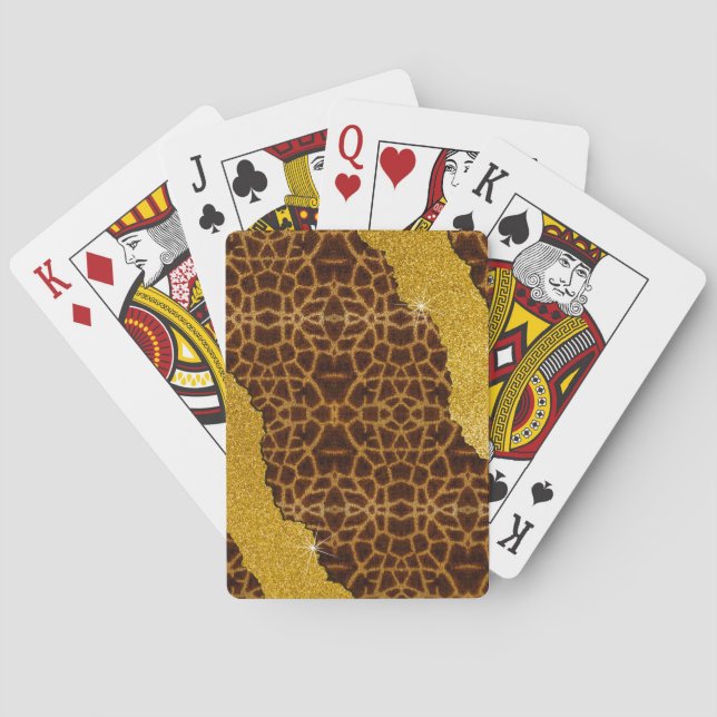 Hübsche Ledergiraffe Tierausdruck mit Glitzer Spielkarten (Rückseite)