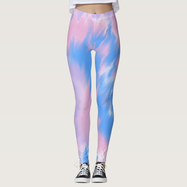 Hübsche Leggings in Pastellblau Lila und rosa (Vorderseite)