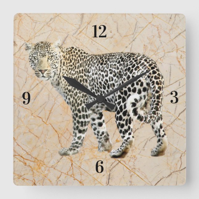 Hübsche Leoparmanlage Quadratische Wanduhr (Vorderseite)