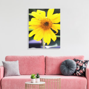 Hübsche leuchtend gelbe Sonnenblume Nahaufnahme Leinwanddruck