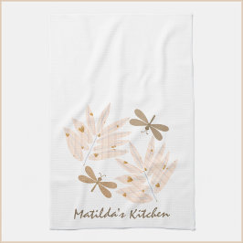 Hübsche Libelle und Blätter Geschirrtuch