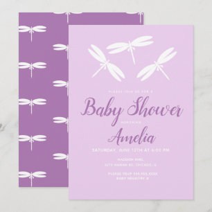 Hübsche Libellen  Violette Babyparty-Einladung Einladung