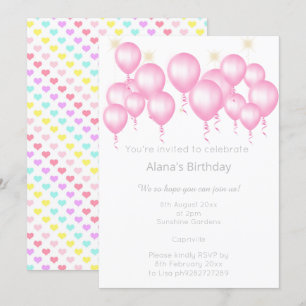 HÜBSCHE LIEBE HERZ BALLOON PINK GEBURTSTAG EINLADU EINLADUNG
