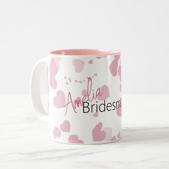 Hübsche Liebe Personalisiert Bridesmaid Zweifarbige Tasse (Vorderseite Links)