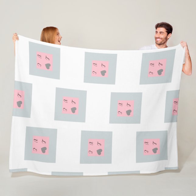 Hübsche Liebe Text in einem Quadrat-Design Rosa un Fleecedecke (Beispiel)
