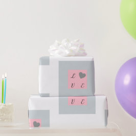 Hübsche Liebe Text in einem Quadrat-Design Rosa un Geschenkpapier