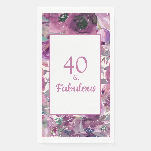 Hübsche Lila Aquarellblume 40 Fantastisch Serviette (Vorderseite)