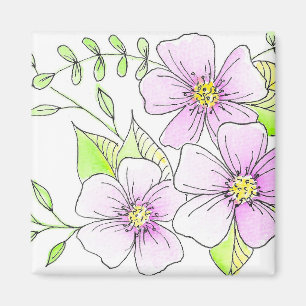 Hübsche lila Aquarellblumen Magnet