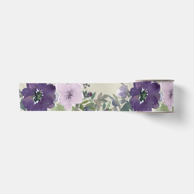 Hübsche lila Aquarellblumen Satinband (Vorderseite)