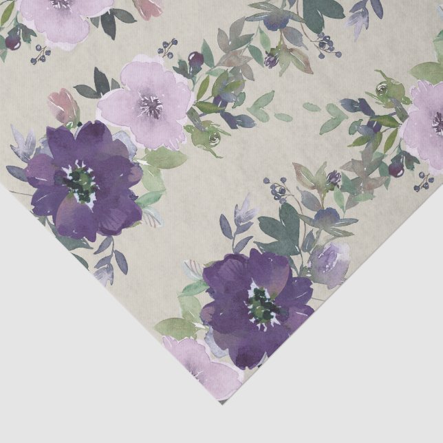 Hübsche lila Aquarellblumen Seidenpapier (Ausschnitt)