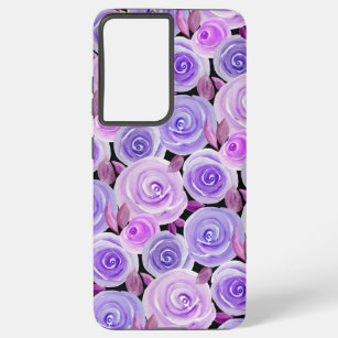 Hübsche Lila Aquarellfarben-Rose Gemustert Samsung Galaxy Hülle