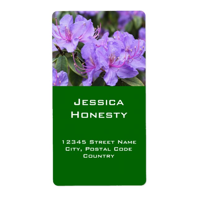 hübsche lila Azalea-Blume adressieren Etiketten (Vorne)