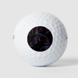 Hübsche Lila blaue Libellen auf Schwarz Golfball