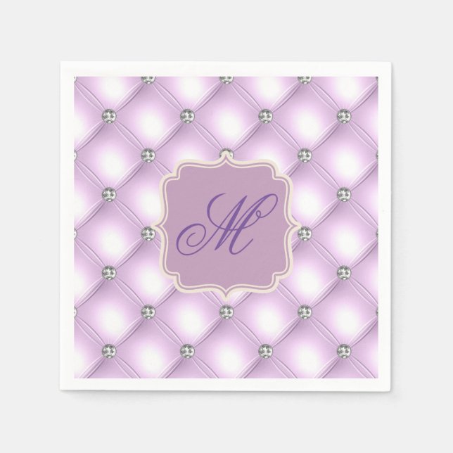 Hübsche Lila Bling Monogram Elegant Festiv Serviette (Vorderseite)